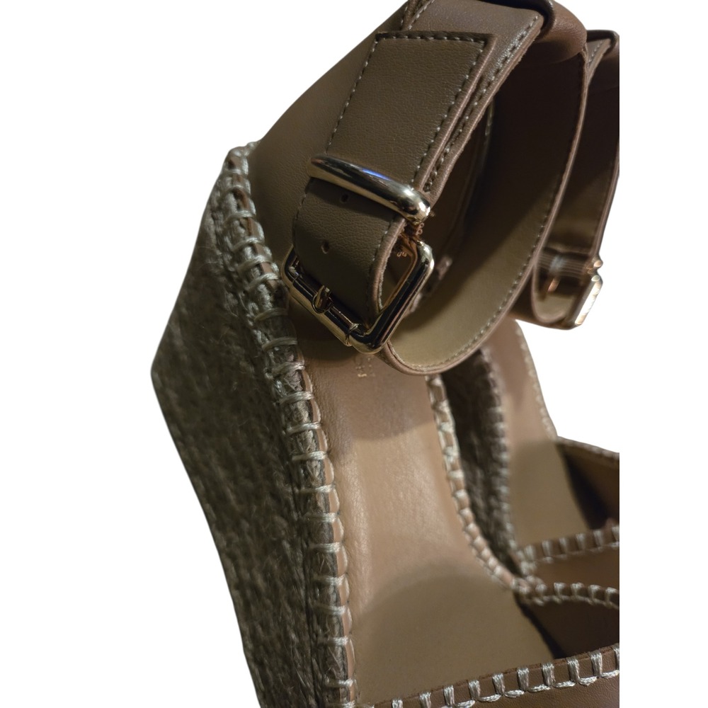 Michael Shannon Garda Espadrille Wedge Sandals Tan‎ Leather Ankle Strap   7.5 - Picture 7 of 7